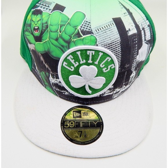 New Era NBA Boston Celtics Marvel Comics Incredible Hulk 59Fifty 7-1/8 Cap Hat - Picture 3 of 10